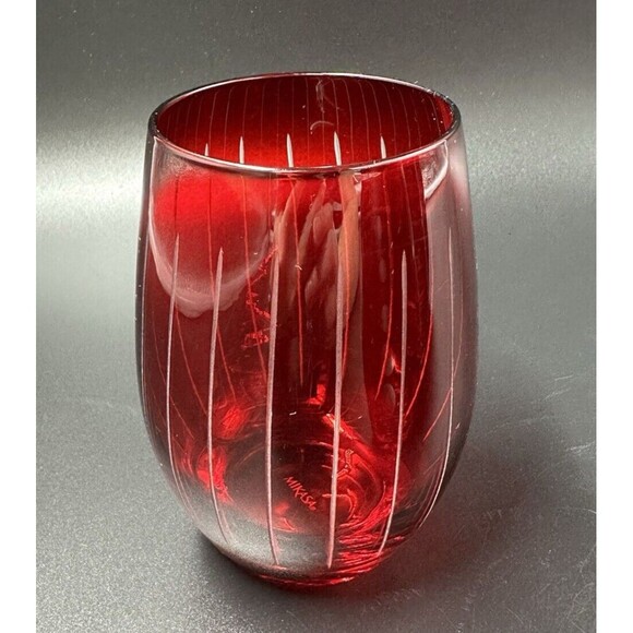 Mikasa Cheers Ruby Stemless Etched Wine Glasses 15.75 oz 4 Glass Designs - Picture 3 of 12